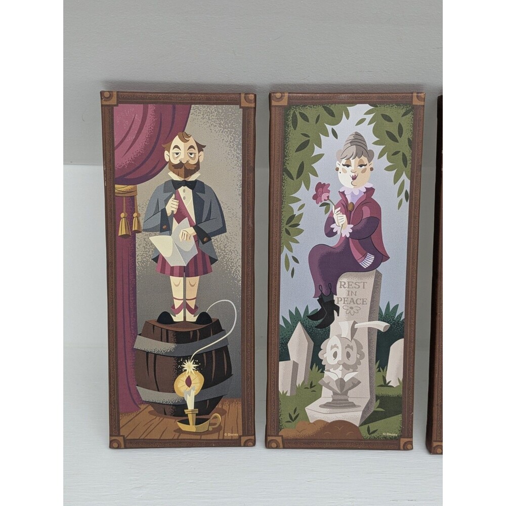 Disney Haunted Mansion 4 Piece 12 x 5 Inch Canvas Wall Art Set Silver Buffalo - Picture 2 of 9